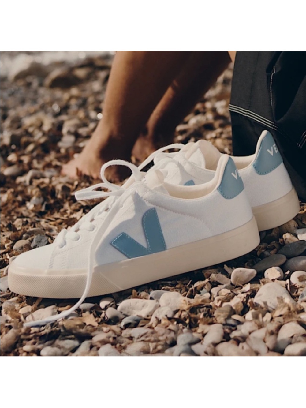 Veja Campo Canvas Sneaker in White/Steel Blue sz 38EU/7US, 37EU/6US New in Box
